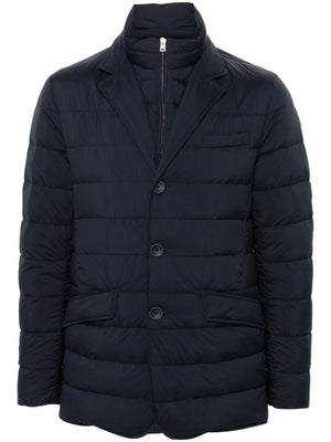 HERNO Navy Blue Layered Down Winter Jacket