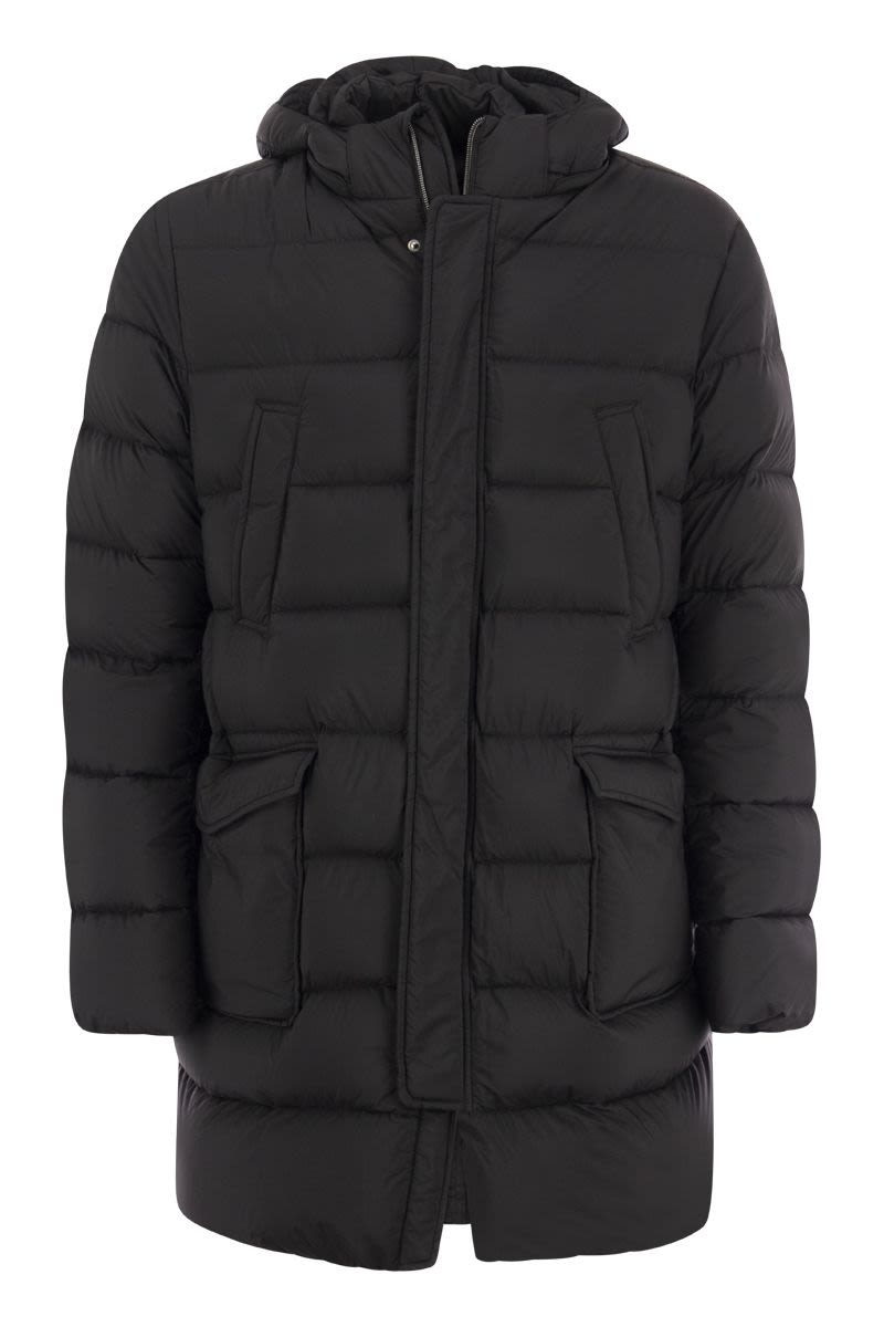 HERNO Elegant Long Down Jacket with Dual Pocket Design