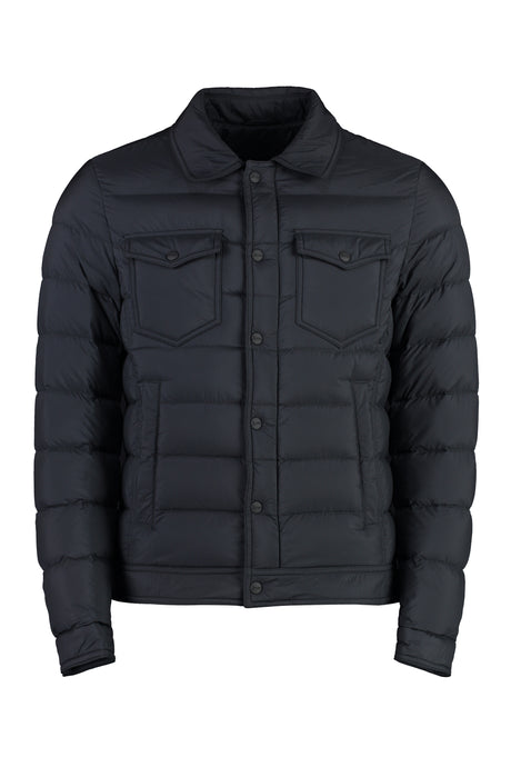 HERNO Men's Padded Jacket with Snaps and Shirt Style Collar