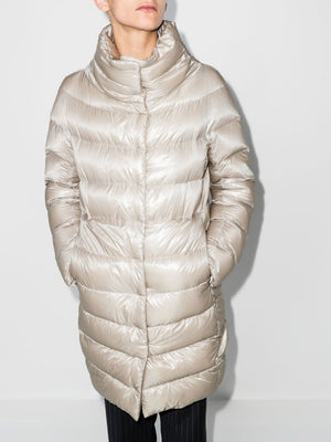 HERNO Elegant Grey Midi Down Jacket