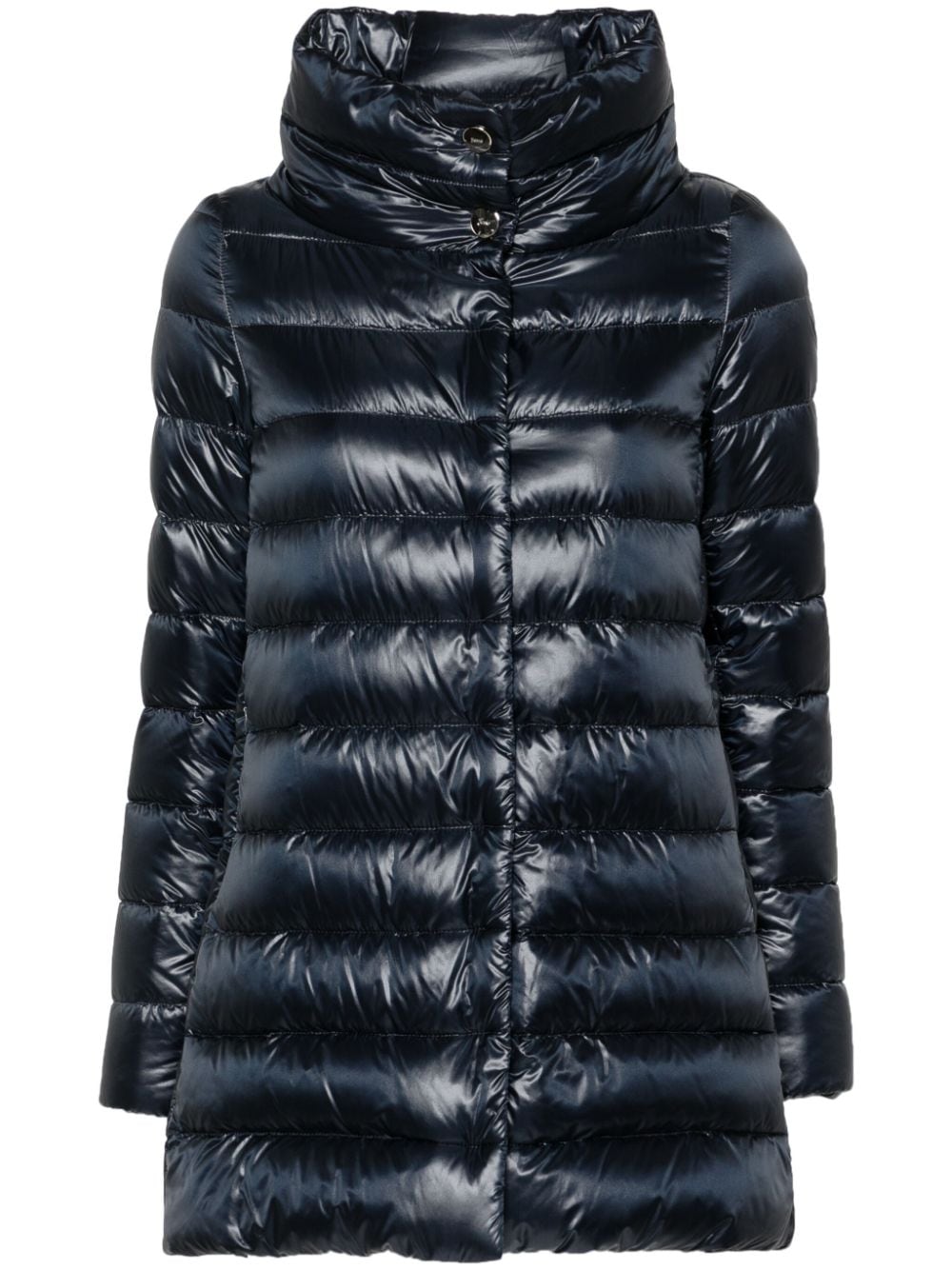 HERNO Elegant Navy Blue Midi Down Jacket