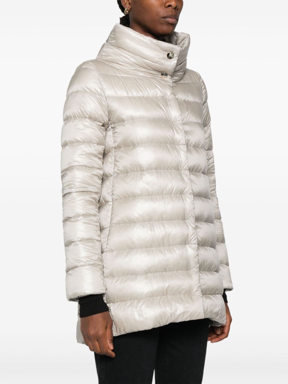 HERNO Amelia Glossy Grey Midi Down Jacket