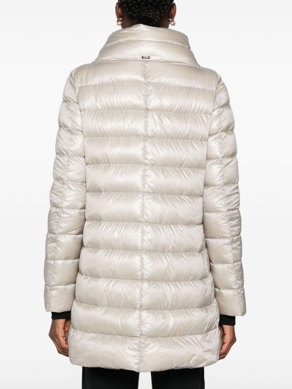 HERNO Amelia Glossy Grey Midi Down Jacket