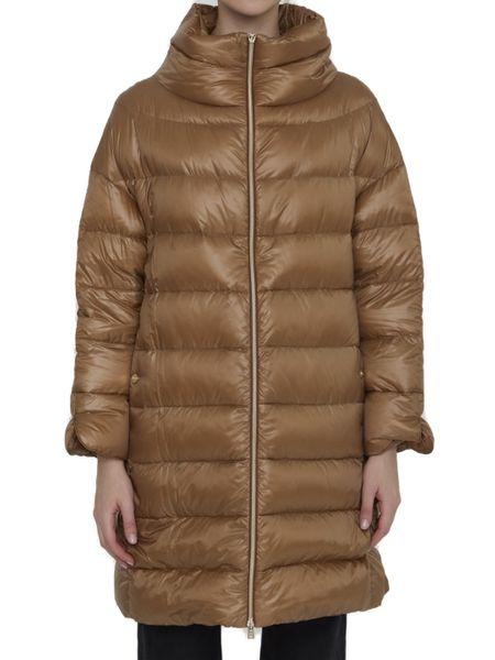 HERNO Luxury Taupe Nylon Quilted Down Jacket