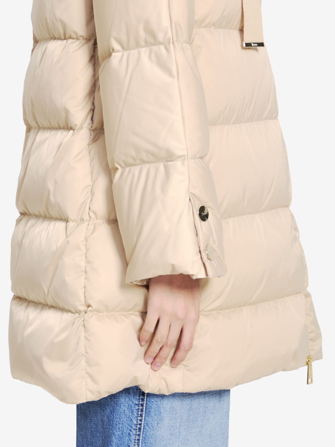 HERNO Putty Quilted Down Jacket with Drawstring Hood