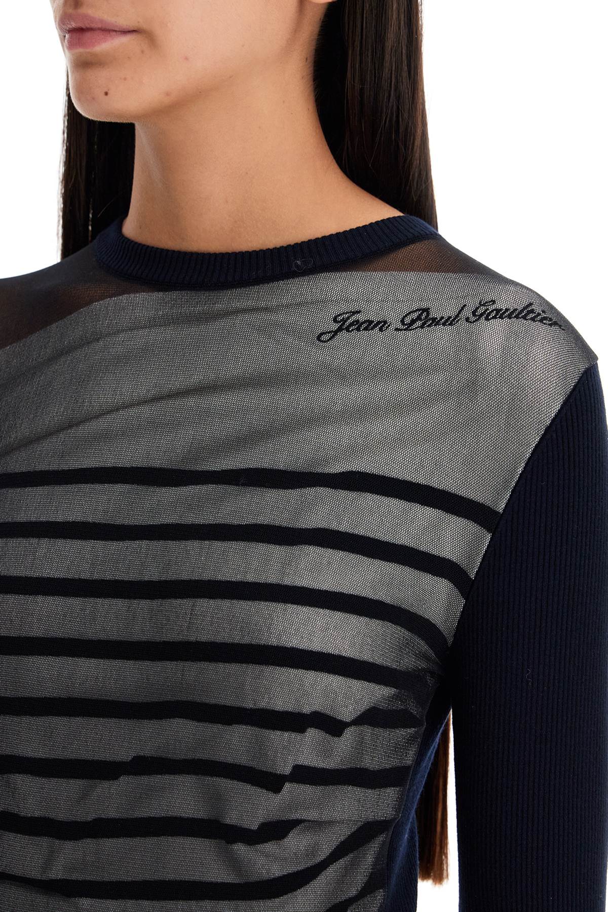 JEAN PAUL GAULTIER Striped Mesh Sailor Shirt - Slim Fit