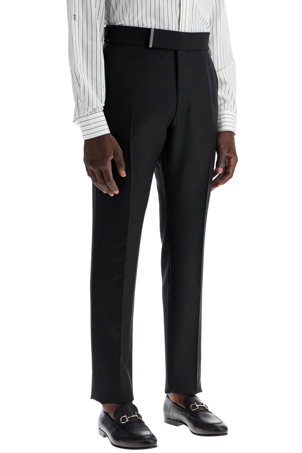 TOM FORD Premium Wool-Mohair Tailored Trousers with Integrated Belt