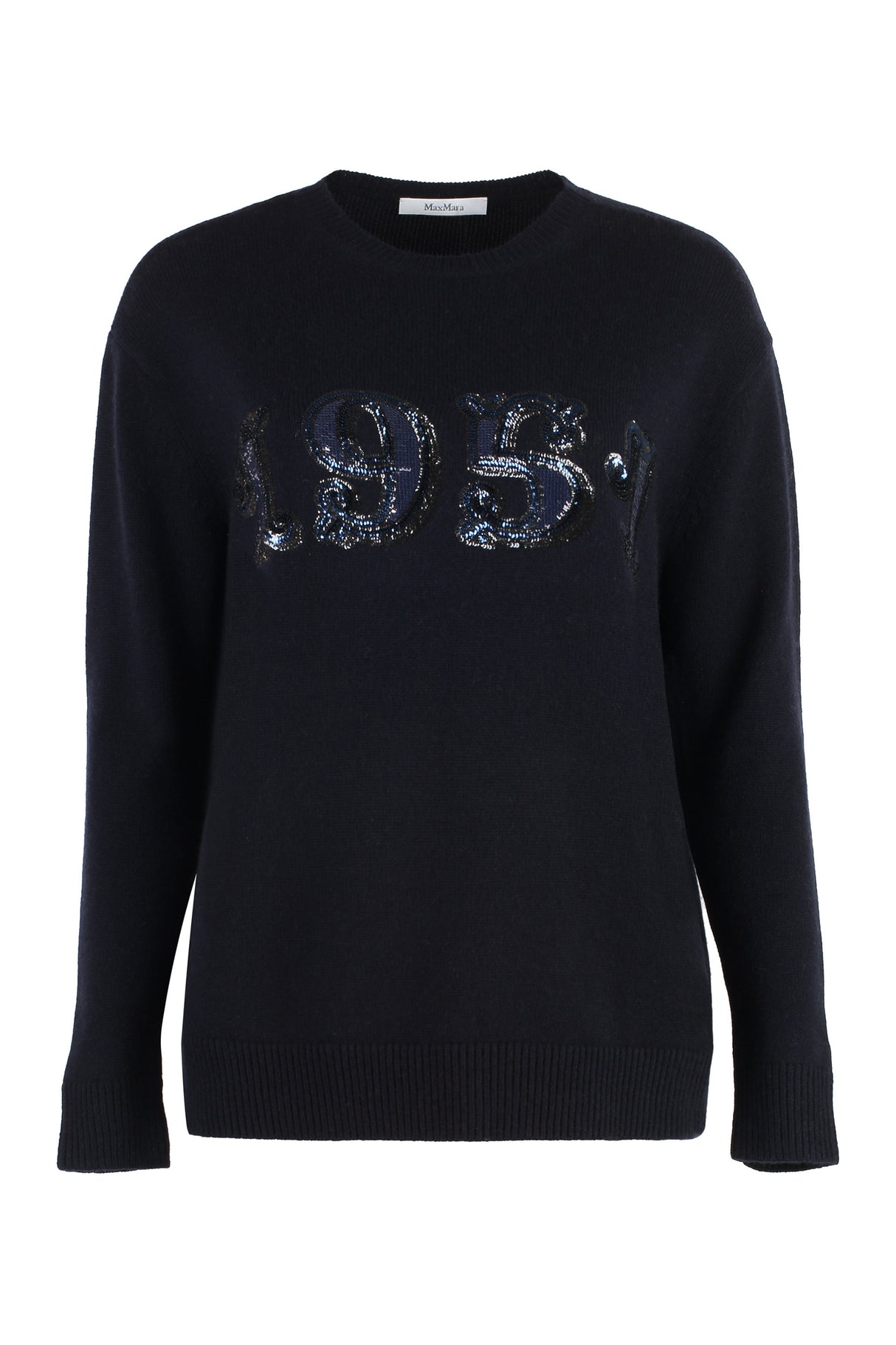 MAX MARA Plush Wool and Cashmere Sweater with Sequin Embroidery