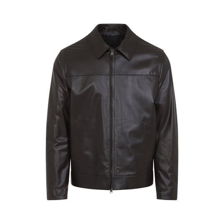 BRIONI Men's Leather Collar Blouson Shirt