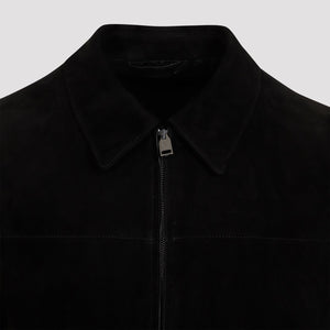 BRIONI Luxury Suede Leather Collar Jacket