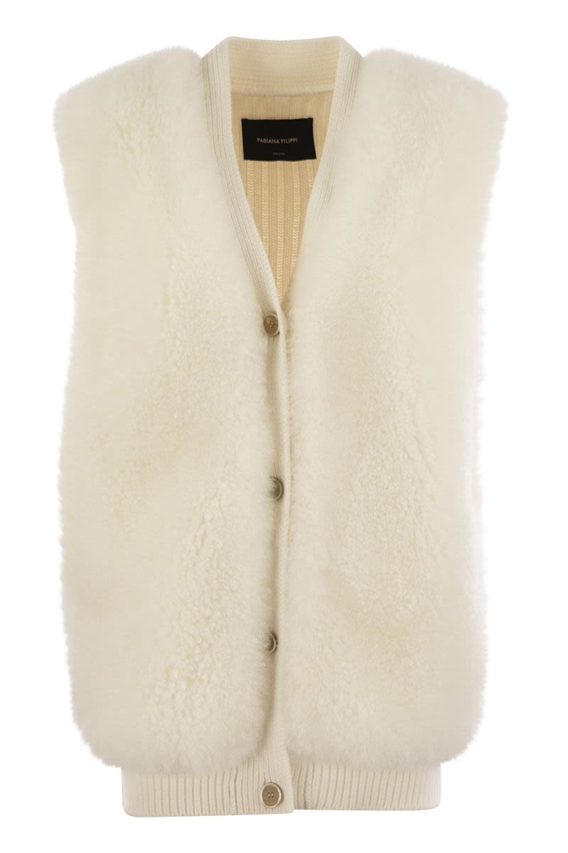 FABIANA FILIPPI Elegant Shearling-Lined Wool Blend Vest