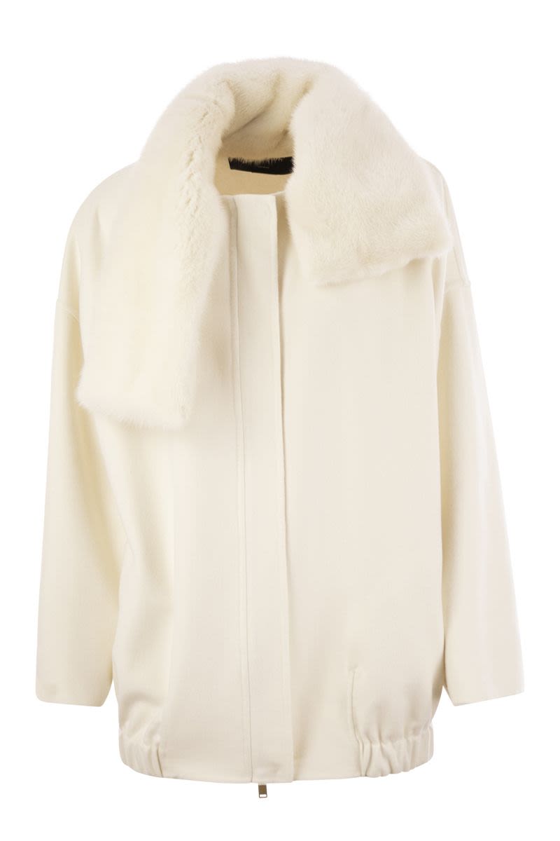 FABIANA FILIPPI Luxury Cashmere Caban with Mink Fur Collar