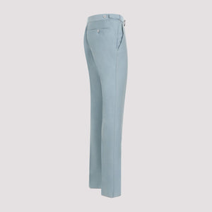 TOM FORD Light Blue Wool and Silk Pants for Men