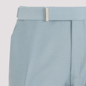 TOM FORD Light Blue Wool and Silk Pants for Men