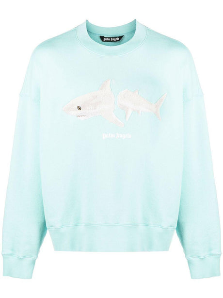 PALM ANGELS Embroidered Cotton Sweatshirt with Shark Design for Men - SS23 Collection