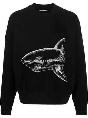 Split Shark Crew Sweatshirt in Black & White