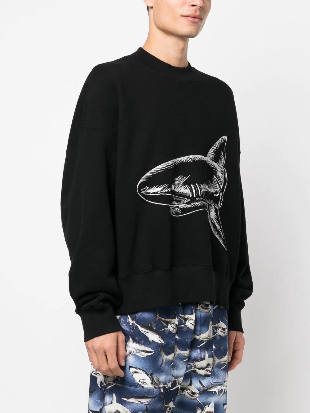 Split Shark Crew Sweatshirt in Black & White