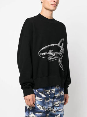 Split Shark Crew Sweatshirt in Black & White