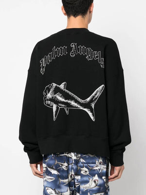 Split Shark Crew Sweatshirt in Black & White