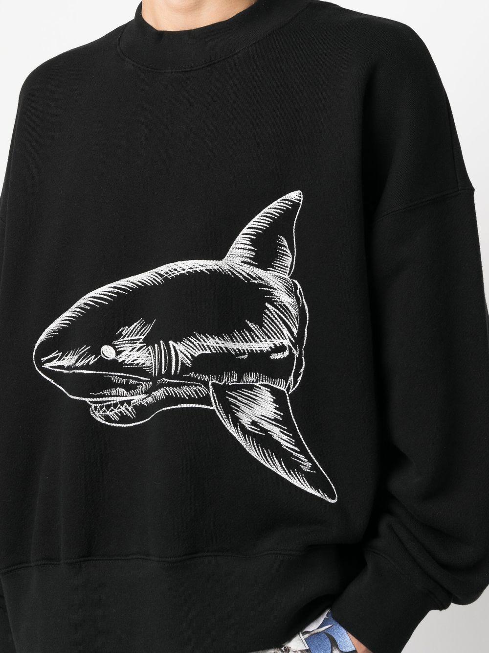 Split Shark Crew Sweatshirt in Black & White