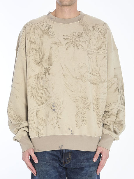 PALM ANGELS All Over Pencil Print Sweatshirt - Regular Fit