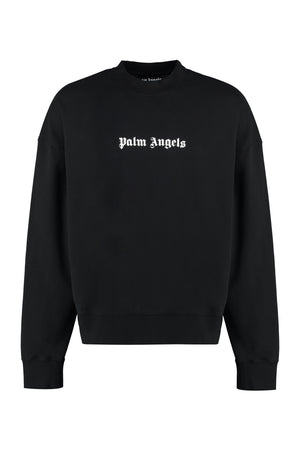 PALM ANGELS Men's Ribbed Cotton Sweatshirt in Black | Carryover 2024