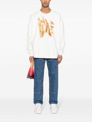 PALM ANGELS Burning Monogram Oversized Crewneck Sweater for Men