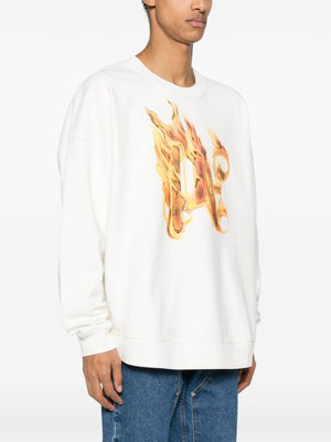 PALM ANGELS Burning Monogram Oversized Crewneck Sweater for Men