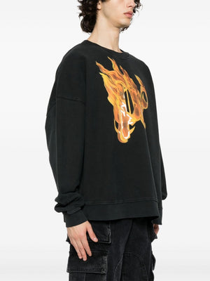 PALM ANGELS Burning Monogram Oversized Crewneck Sweater for Men