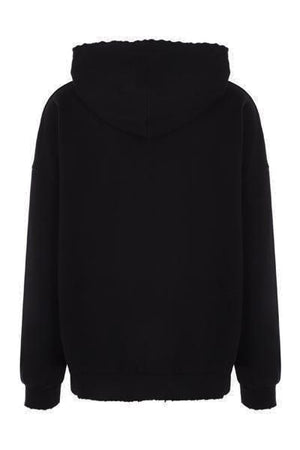 Black Distressed Cotton Hoodie for FW23