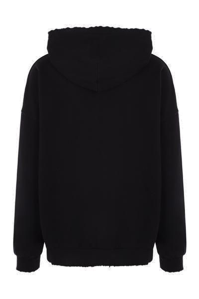 Black Distressed Cotton Hoodie for FW23