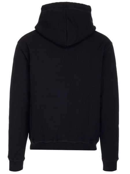 Men's Black Hoodie with Ribbed Cuffs and Lower Edge for FW23