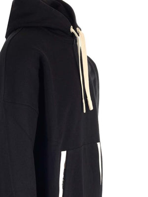 Men's Black Hoodie with Ribbed Cuffs and Lower Edge for FW23