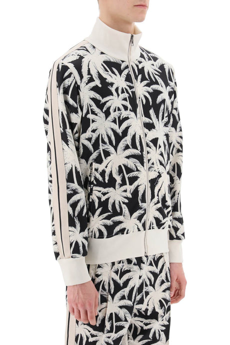 PALM ANGELS Zip-Up Sweatshirt with Tropical Print - Regular Fit