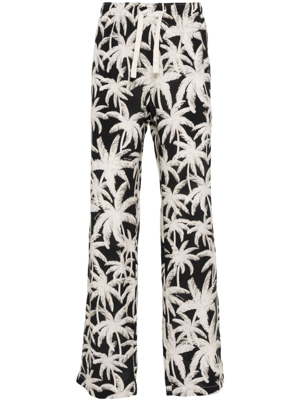 PALM ANGELS Loose Fit All-Over Logo Trousers in Black for Men