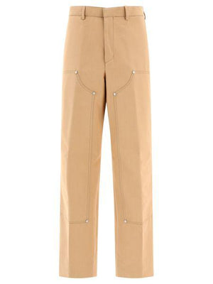 PALM ANGELS Stylish Beige and Black Monogram Workwear Pants for Men - SS24