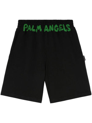 PALM ANGELS Seasonal Logo Sweatshort - Black/Green