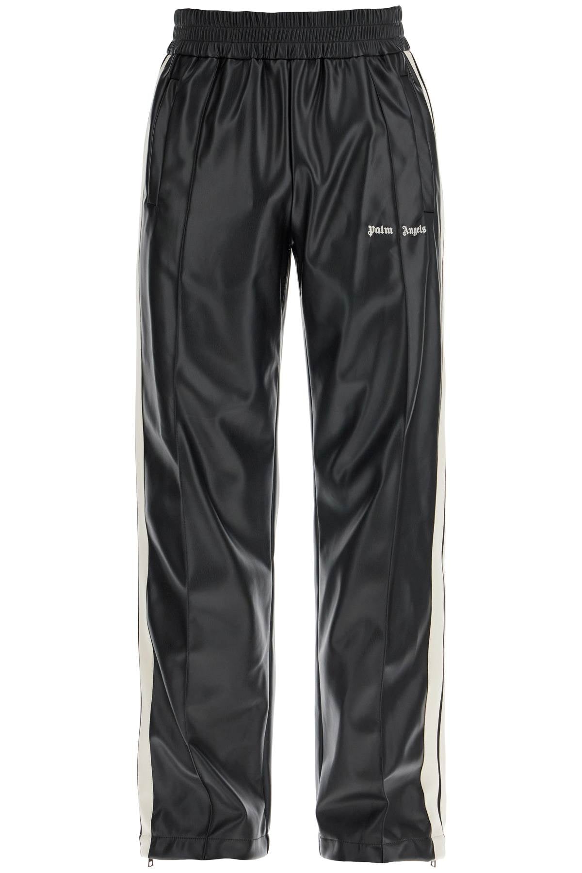 PALM ANGELS Men's Eco-Leather Joggers with Side Stripes - Relaxed Fit, Size L