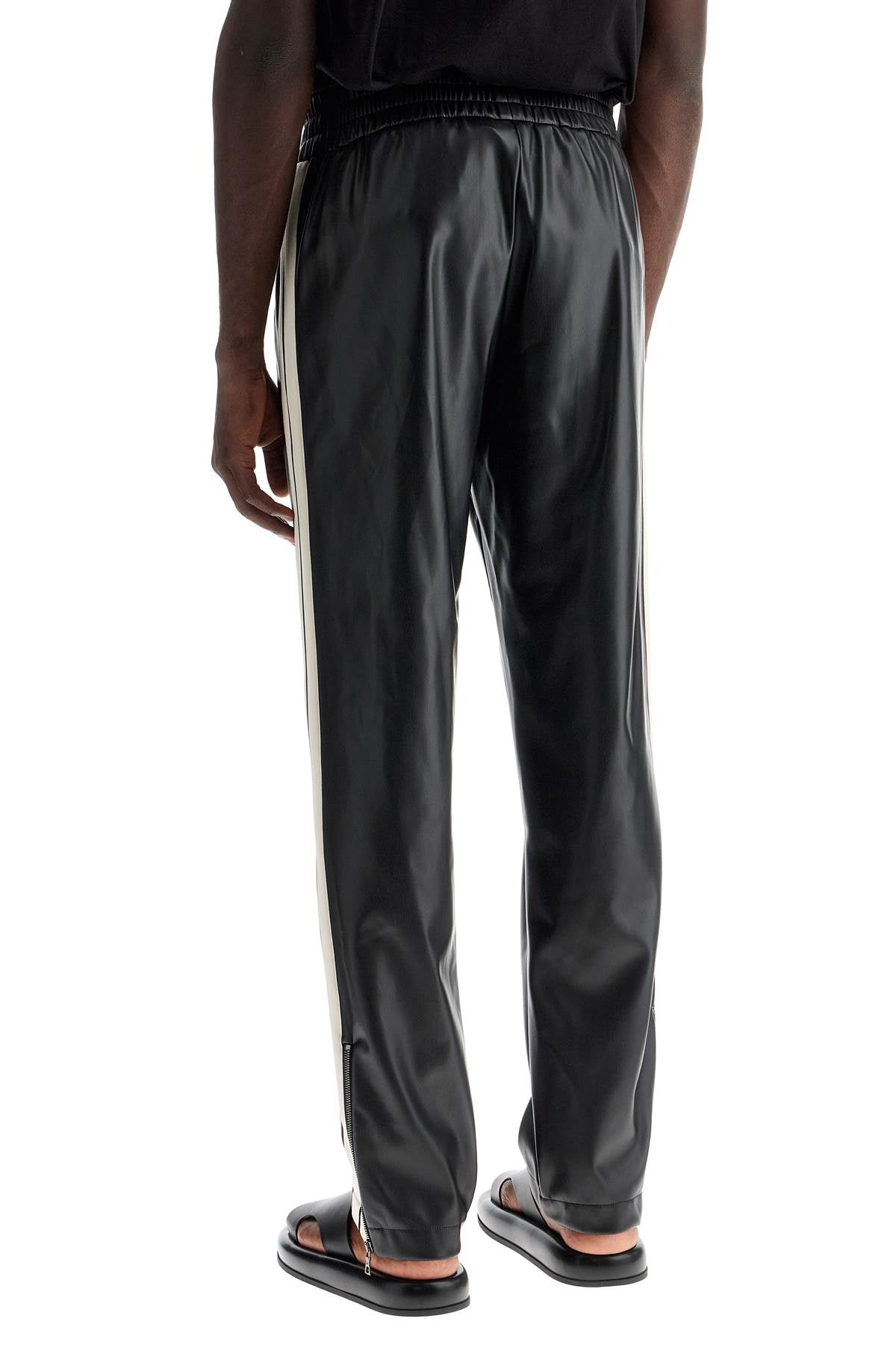 PALM ANGELS Men's Eco-Leather Joggers with Side Stripes - Relaxed Fit, Size L