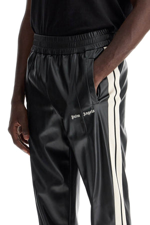 PALM ANGELS Men's Eco-Leather Joggers with Side Stripes - Relaxed Fit, Size L