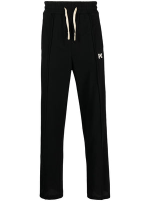 PALM ANGELS Monogram-Embroidered Track Pants for Men in Black