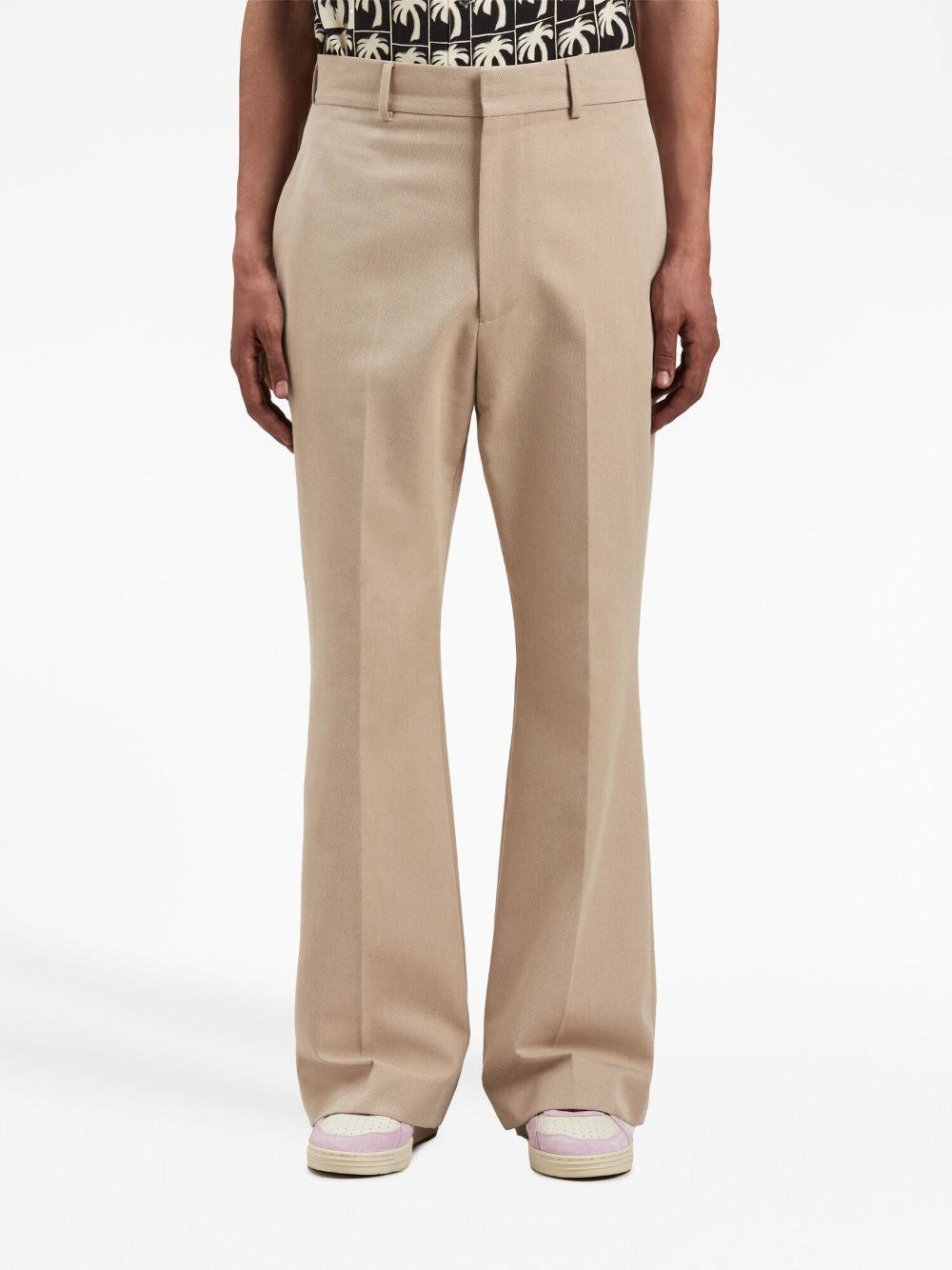 PALM ANGELS Retro Flare Tailored Trousers - Men's Tan Pants for FW23