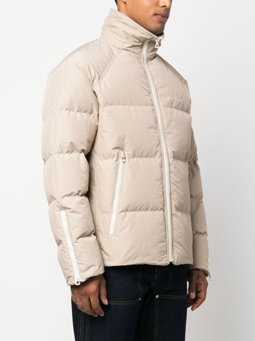 PALM ANGELS Retro-Style Nylon Men's Down Jacket - Beige