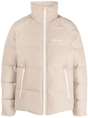 PALM ANGELS Retro-Style Nylon Men's Down Jacket - Beige