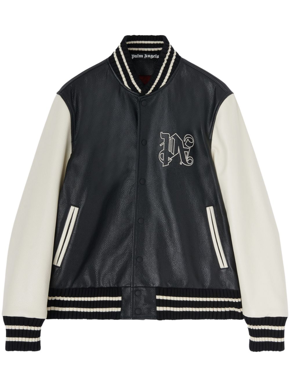 Men's Off-White Two-Tone Leather Varsity Jacket from FW23 Collection