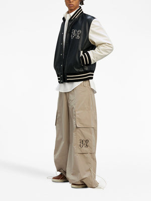 Men's Off-White Two-Tone Leather Varsity Jacket from FW23 Collection