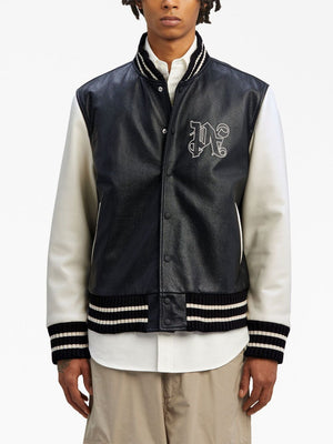 Men's Off-White Two-Tone Leather Varsity Jacket from FW23 Collection