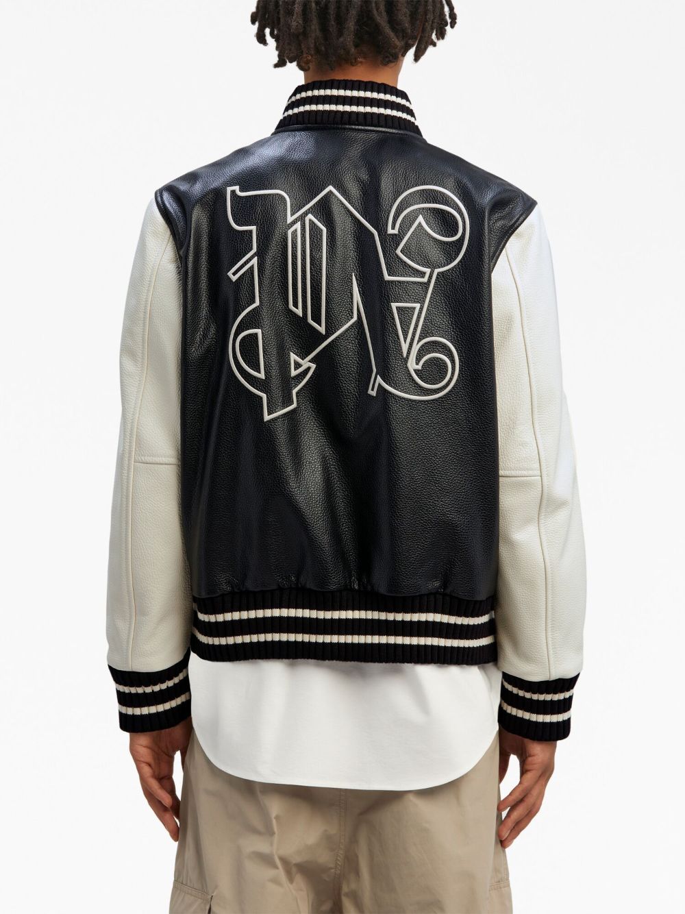 Men's Off-White Two-Tone Leather Varsity Jacket from FW23 Collection