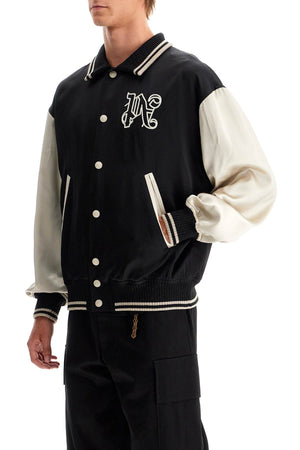 PALM ANGELS Urban Gothic Satin Varsity Jacket