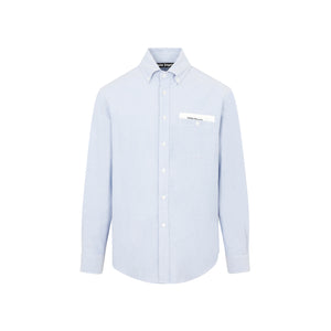 PALM ANGELS Light Blue Cotton Button-Down Collar Shirt for Men